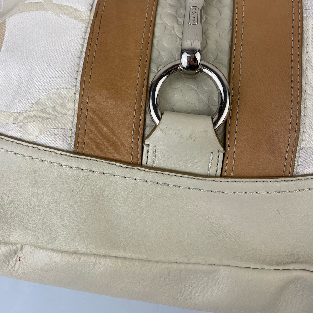 Coach Cream and Tan Signature Shoulder Bag - Picture 8 of 14